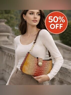 Y2K- Croc-Embossed Red Shoulder Bag